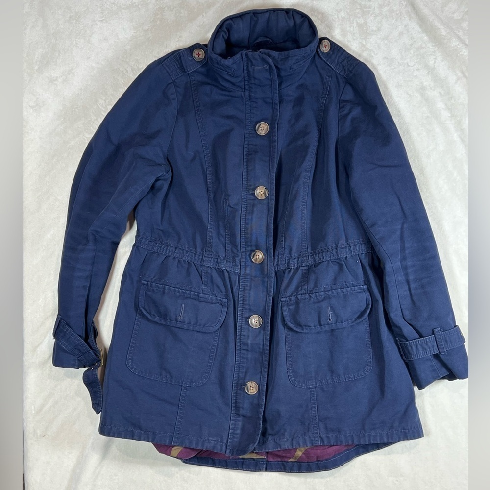 BODEN US12 Moto Utility Cotton Button Front Full Zip Padstow Navy Jacket Coat